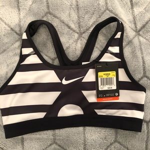 Nike black and white striped sports bra